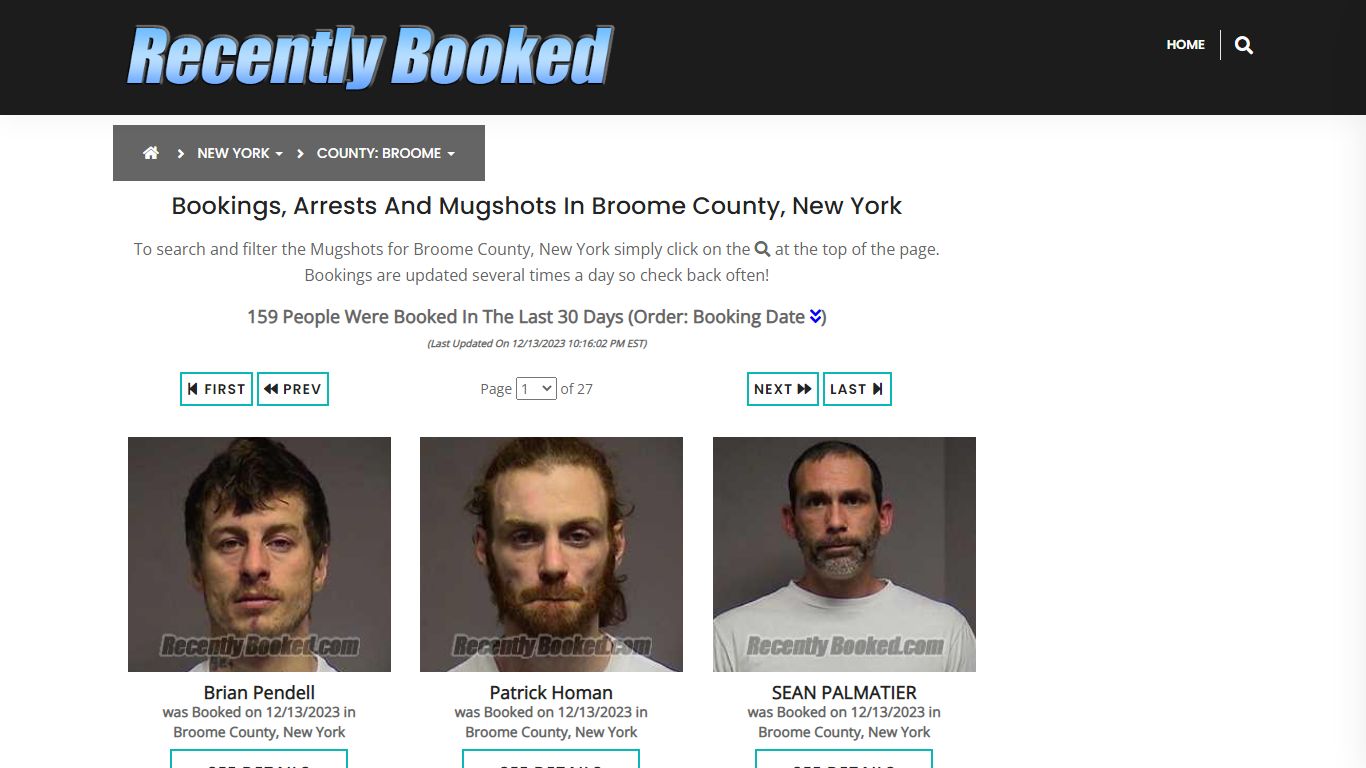 Bookings, Arrests and Mugshots in Broome County, New York - Recently Booked